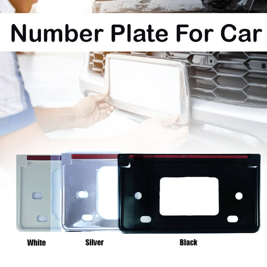 Black Car Number Plate Frame – Set of 2 with Reflectors – Exterior Accessories for Cars