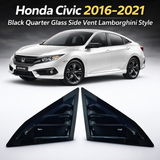 Honda Civic 2016–2021 Black Quarter Glass Side Vent Lamborghini Style Pair