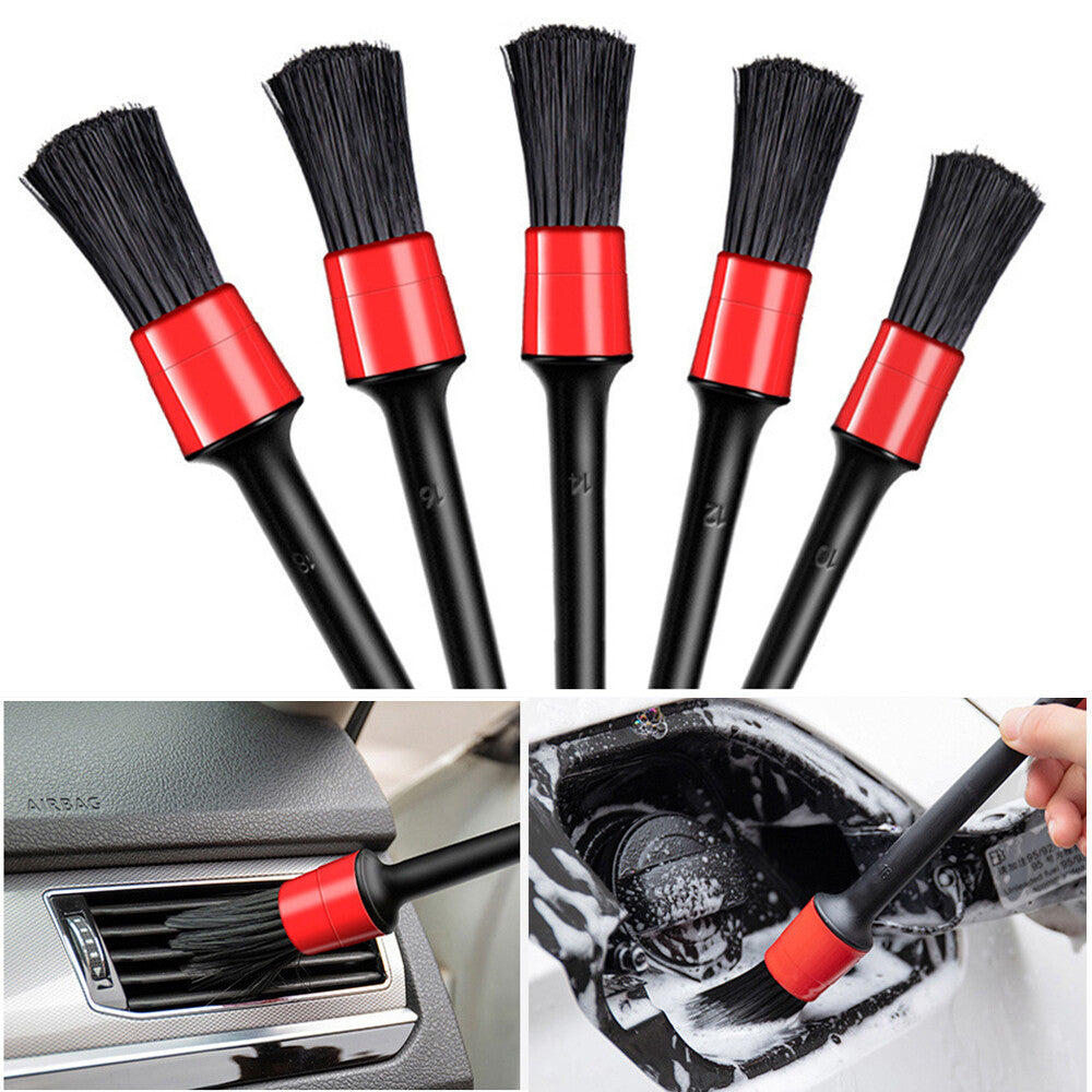 5pcs car detailing brush set for wheel and rim cleaning