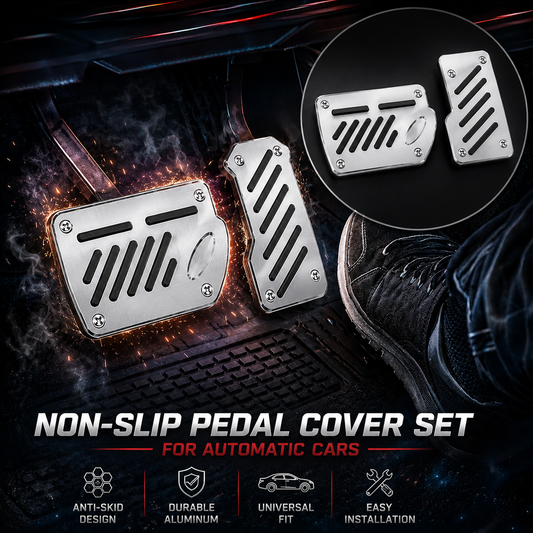 Premium Universal Aluminum Racing Style Non-Slip Pedal Cover Set for Automatic Cars