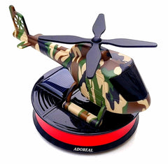 Solar Rotating Helicopter Car Air Freshener - Aluminum & Glass Enclosure, Decorative Dashboard Decor with Paper Scent Refills for Cars