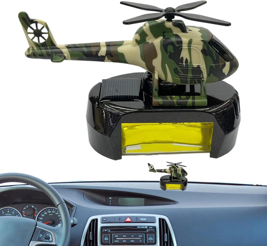 Car Solar Air Freshener, Camouflage Helicopter Design Automotive Fragrance Diffuser