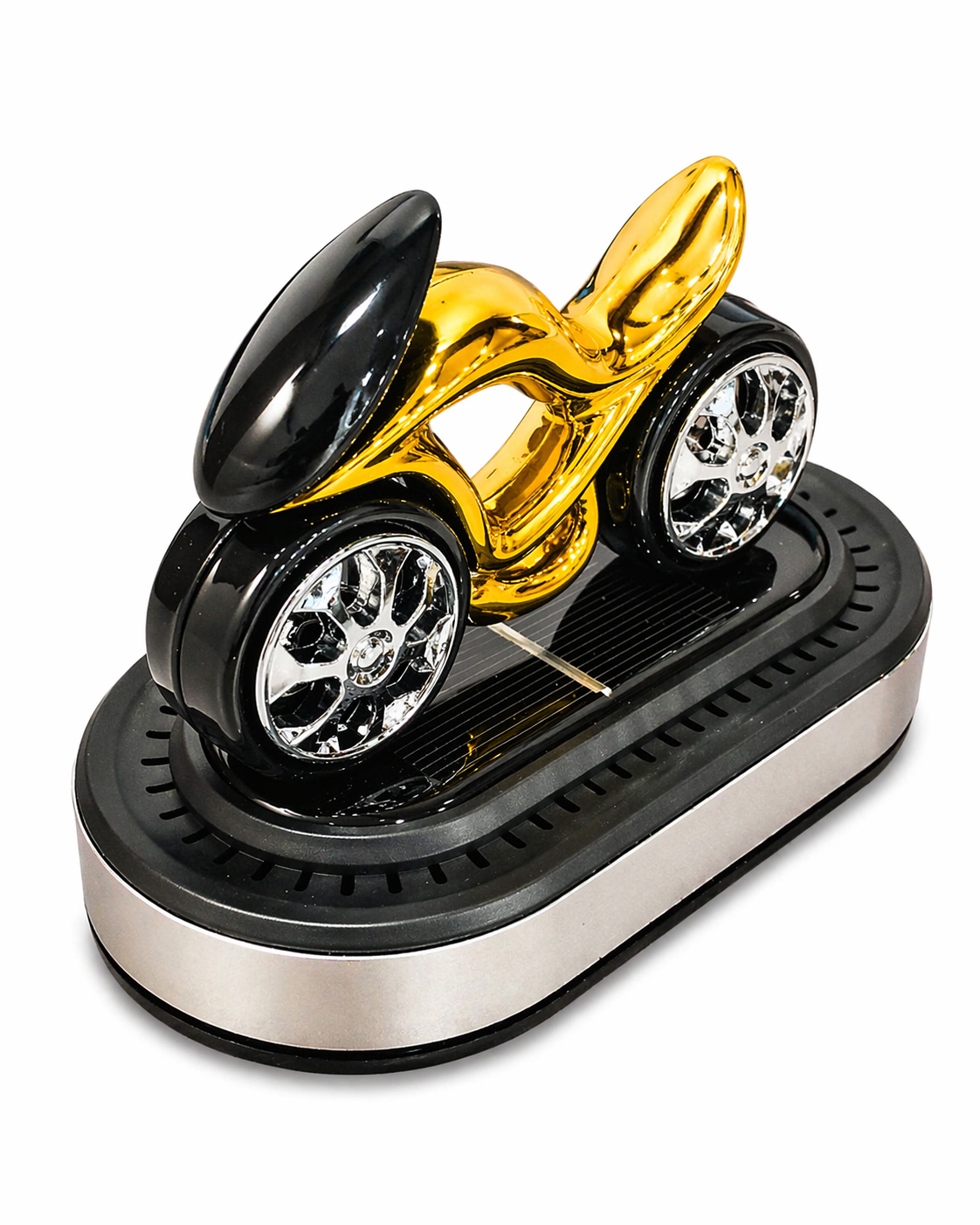Premium car fragrance accessory with solar powered rotating wheel design and long lasting scent diffuser