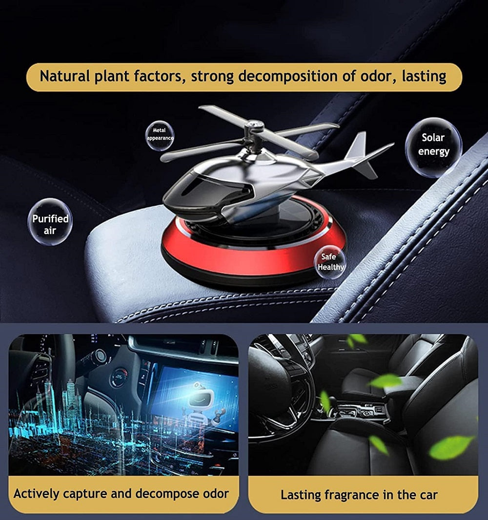 Solar Rotating Helicopter Car Air Freshener on Dashboard – Shark Auto