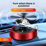 Solar-Powered Rotating Helicopter Car Air Freshener - Aluminum & Glass Enclosure, Decorative Dashboard Decor with Paper Scent Refills for Cars