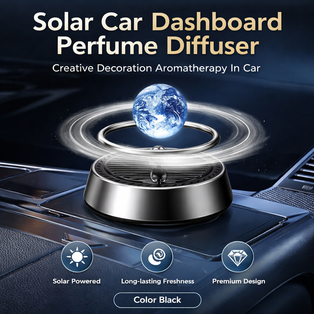 Solar Car Dashboard Perfume Diffuser Car Air Freshener Creative Decoration Aromatherapy In Car - Color Black
