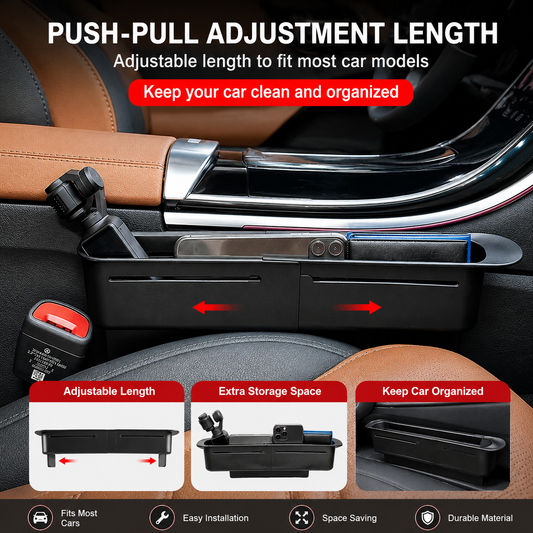Car Seat Gap Organizer – Adjustable Car Storage Box & Seat Side Pocket OrganizerCar Seat Gap Organizer – Adjustable Car Storage Box & Seat Side Pocket Organizer