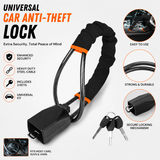 Universal car anti-theft lock with features highlighted on a white background