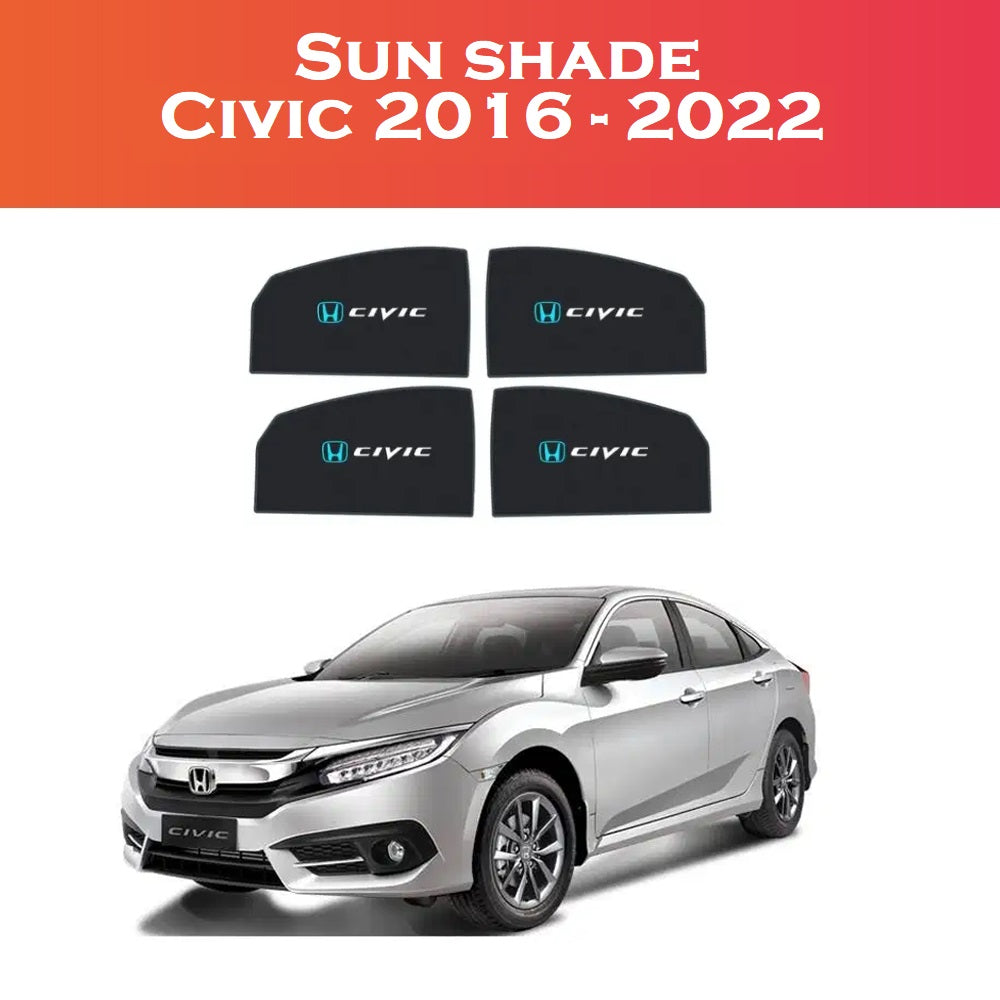 Honda Civic 2016-2027 Model Custom-Fit UV Sun Shades | Premium 4-Piece Car Window Sun Protection & Heat Shield