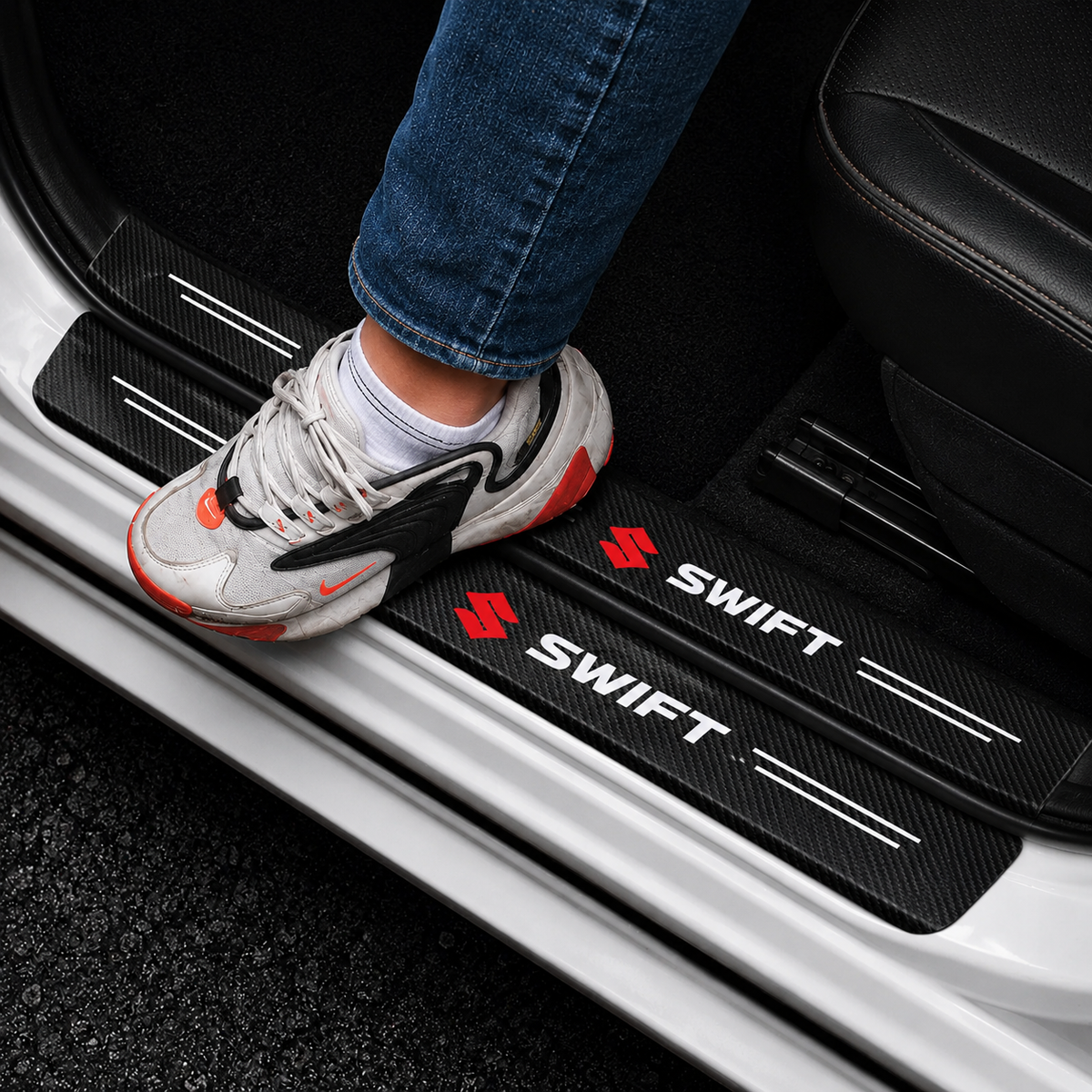 Suzuki Swift carbon fiber door sill protector sticker