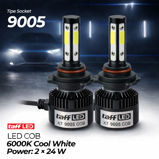TaffLED X7 COB LED Car Headlight – 6000K Cool White (2PCS)