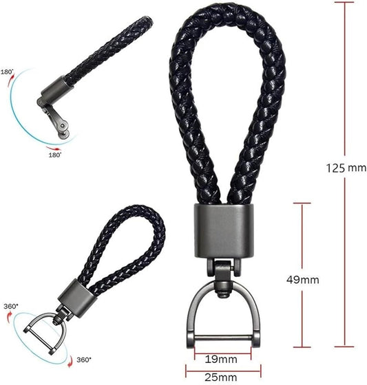 Toyota leather braided key chain strap black color