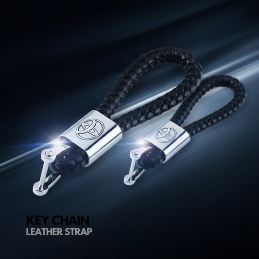 Toyota Leather Key Chain Strap – Premium Braided Key Holder (Black)