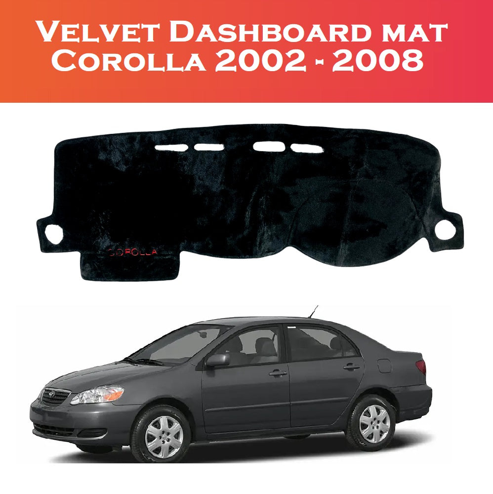 Toyota Corolla 2002–2008 Velvet Dashboard Cover – Full Dashboard View