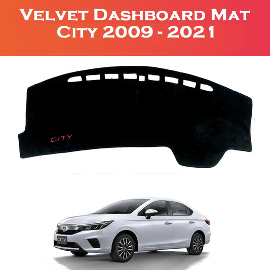 Honda City 2009–2021 Velvet Dashboard Carpet Cover – Front View