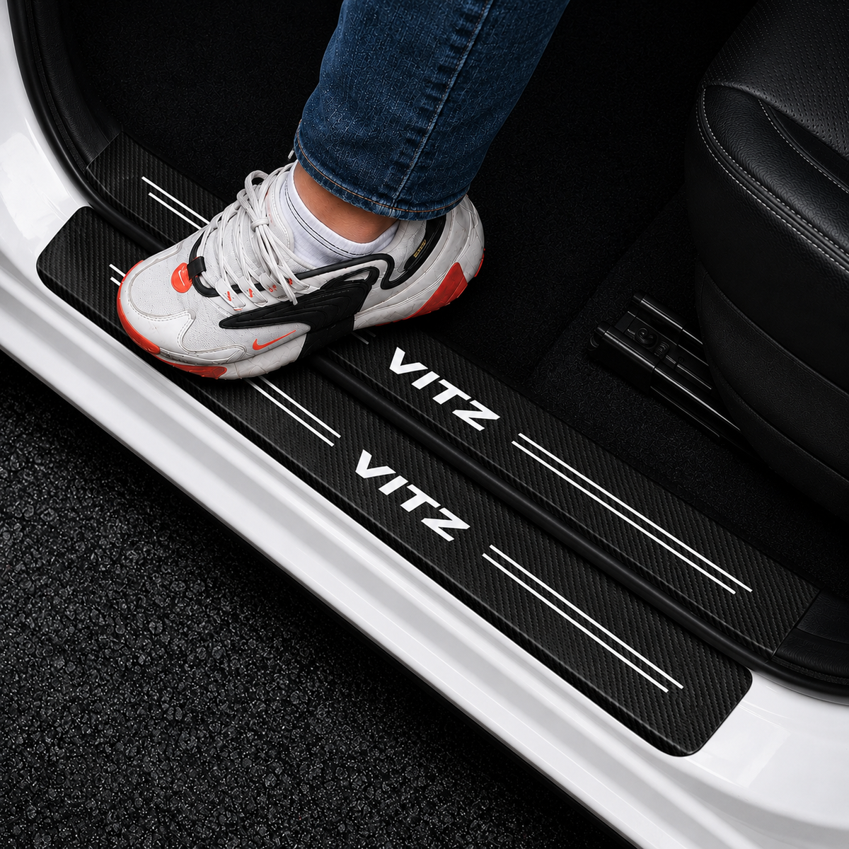 Toyota Vitz carbon fiber door sill protector sticker