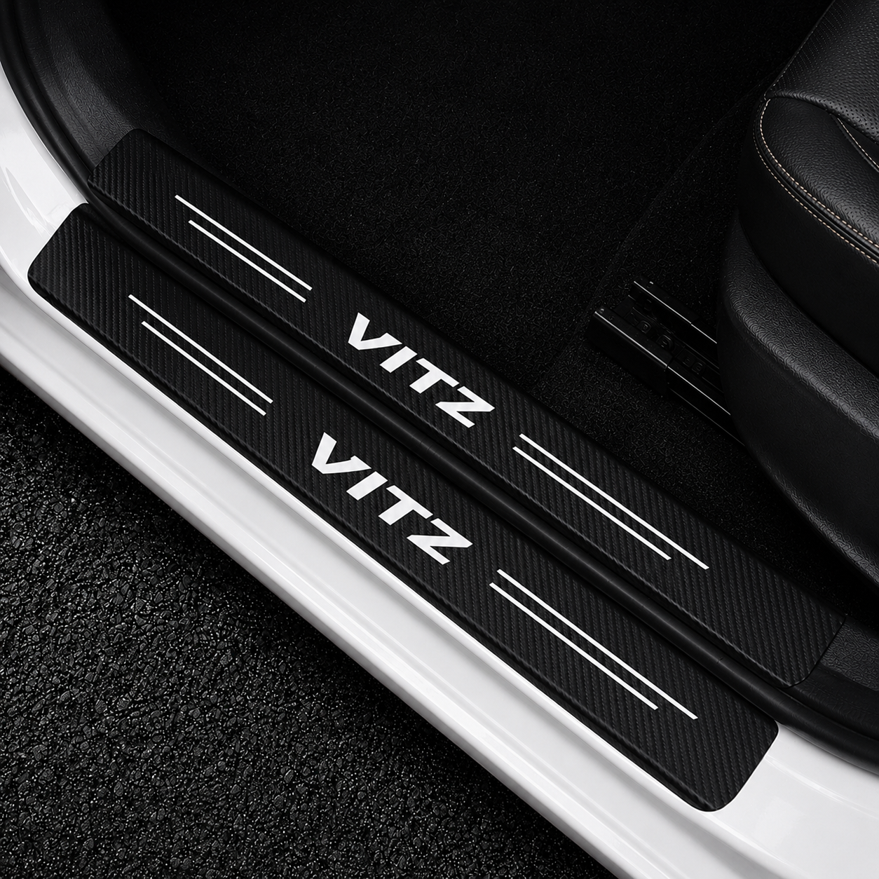Waterproof carbon fiber sill plate sticker for Toyota Vitz

