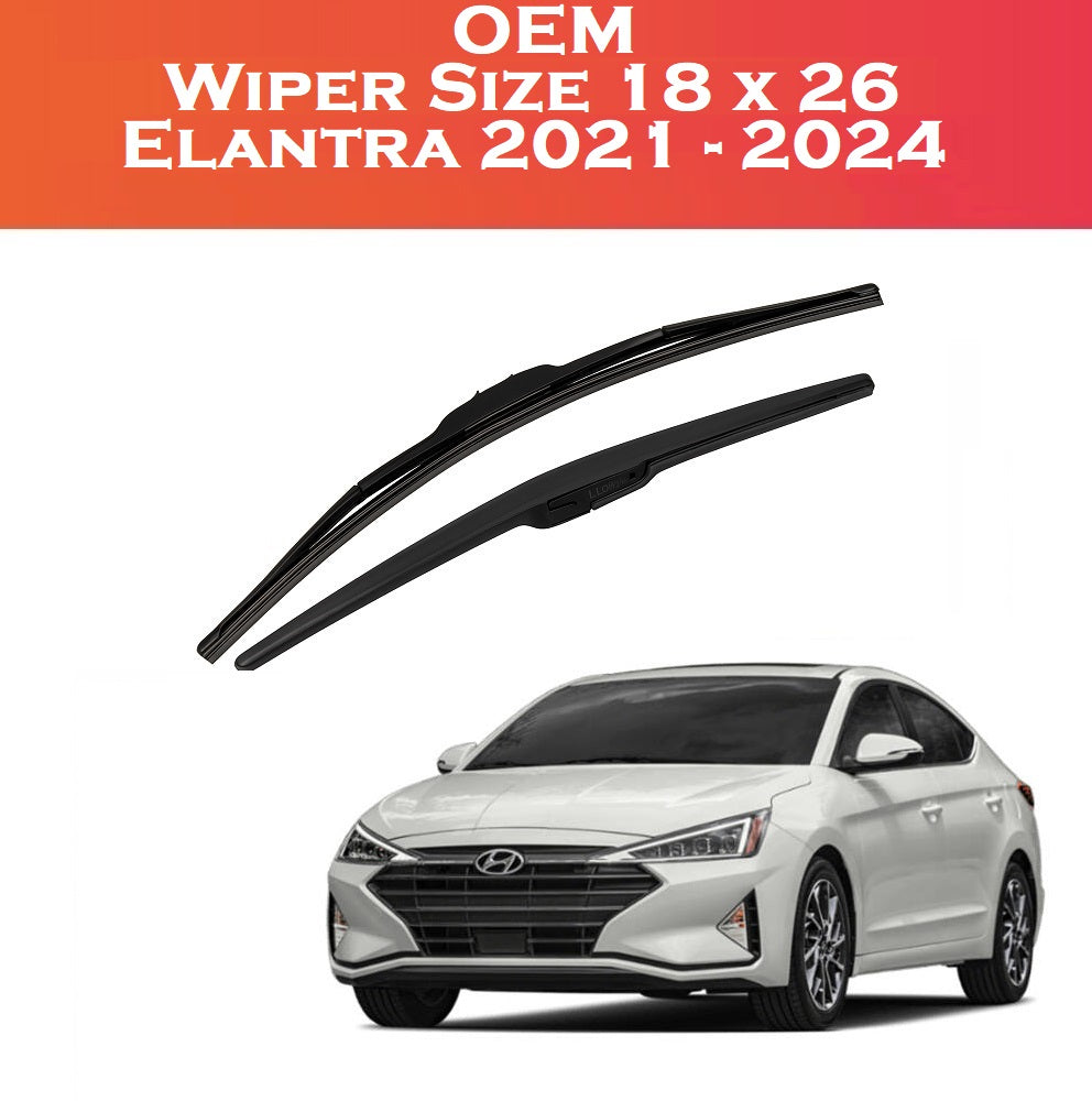 OEM Wiper Blades for Hyundai Elentra 2021 - 2025 | 18×26 Size | Premium Rubber | 2 Pcs Set