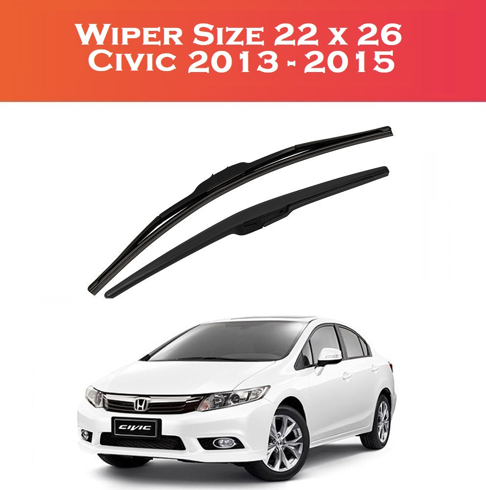 Premium Silicone Wiper Blades for Honda Civic 2013-2015 | 2 Pcs Set