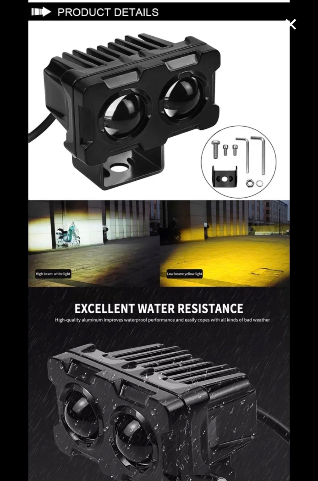 High quality 20W LED projector fog light for car bike SUV