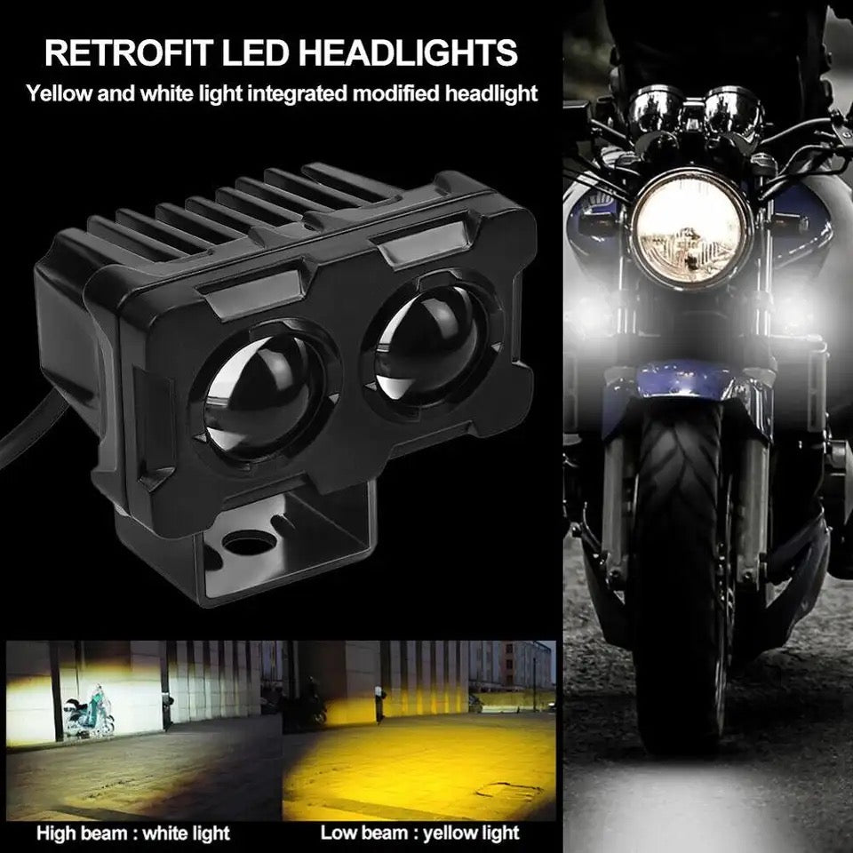 20W robot style LED projector light dual color white yellow by Shark Auto