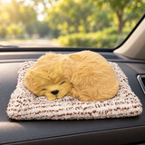 Sleeping Dog Dashboard Decoration with Mat – Golden Brown