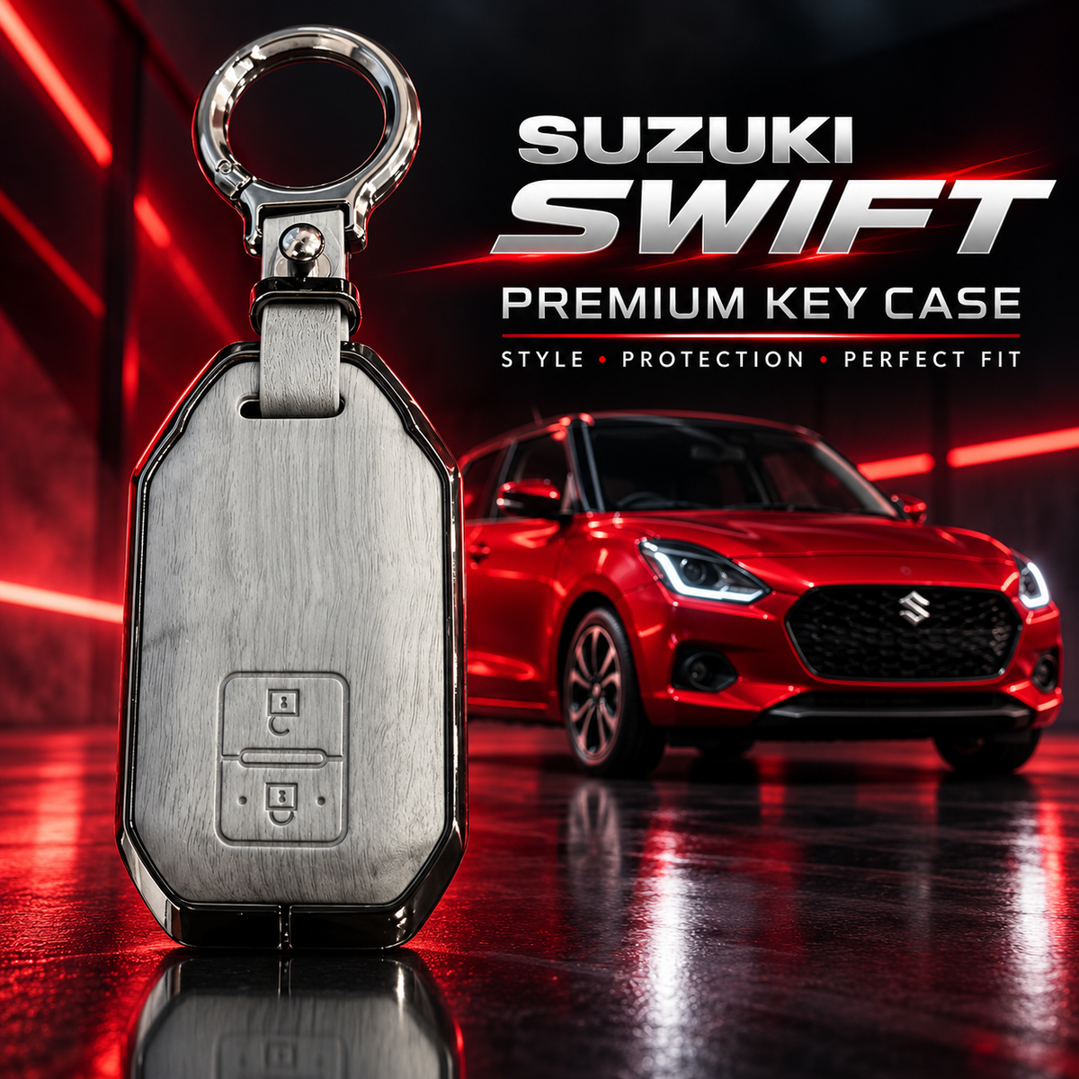 Suzuki Swift Key Cover, Suzuki Swift 2022 Key Cover, Suzuki Swift 2023 Key Cover, Suzuki Swift 2024 Key Cover, Suzuki Swift 2025 Key Cover, Suzuki Swift 2026 Key Cover, New Suzuki Swift Key Case, Suzuki Swift Remote Cover, Suzuki Swift Leather Key Cover, Suzuki Swift Metal Key Cover, Suzuki Swift Leather and Metal Key Cover, Suzuki Two Button Key Cover, Suzuki Keychain Cover, Silver Leather Key Case, Premium Car Key Cover, Leather Key Cover with Metal Frame, Scratch Resistant Key Case, Suzuki Swift Accessor