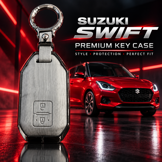 Suzuki Swift Key Cover, Suzuki Swift 2022 Key Cover, Suzuki Swift 2023 Key Cover, Suzuki Swift 2024 Key Cover, Suzuki Swift 2025 Key Cover, Suzuki Swift 2026 Key Cover, New Suzuki Swift Key Case, Suzuki Swift Remote Cover, Suzuki Swift Leather Key Cover, Suzuki Swift Metal Key Cover, Suzuki Swift Leather and Metal Key Cover, Suzuki Two Button Key Cover, Suzuki Keychain Cover, Silver Leather Key Case, Premium Car Key Cover, Leather Key Cover with Metal Frame, Scratch Resistant Key Case, Suzuki Swift Accessor