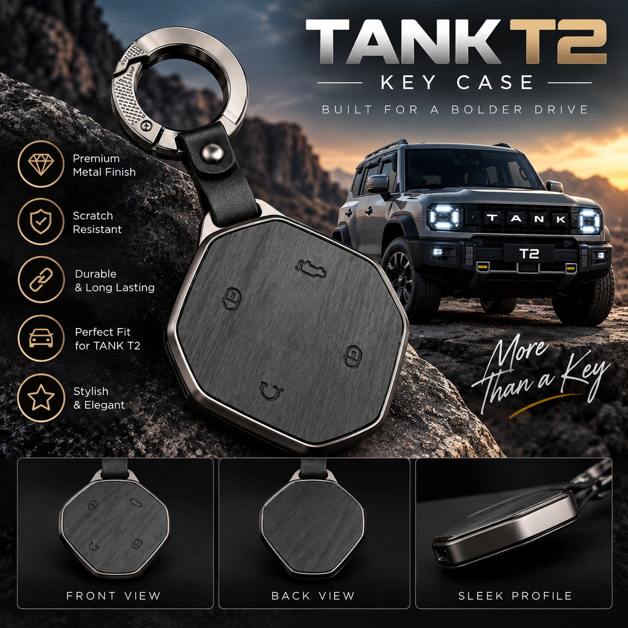 Jetour T2, Jetour Key Cover, Jetour T2 Key Cover, Metal Key Cover, Smart Key Cover, Black Key Cover, Car Key Case, Metal Keychain, Jetour Accessories, Car Accessories Pakistan