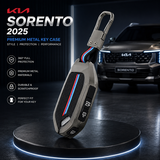 KIA Sorento, KIA Sorento 2025, Sorento Key Cover, KIA Sorento Key Case, KIA Key Cover, Metal Key Cover, Premium Key Case, Smart Key Cover, Gunmetal Key Cover, Car Key Protection, Scratch Resistant Key Cover, KIA Accessories, Car Key Accessories, Key Cover Pakistan, Shark Auto