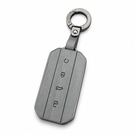 Premium Leather Key Cover with Keychain for JAECOO J5 – Black