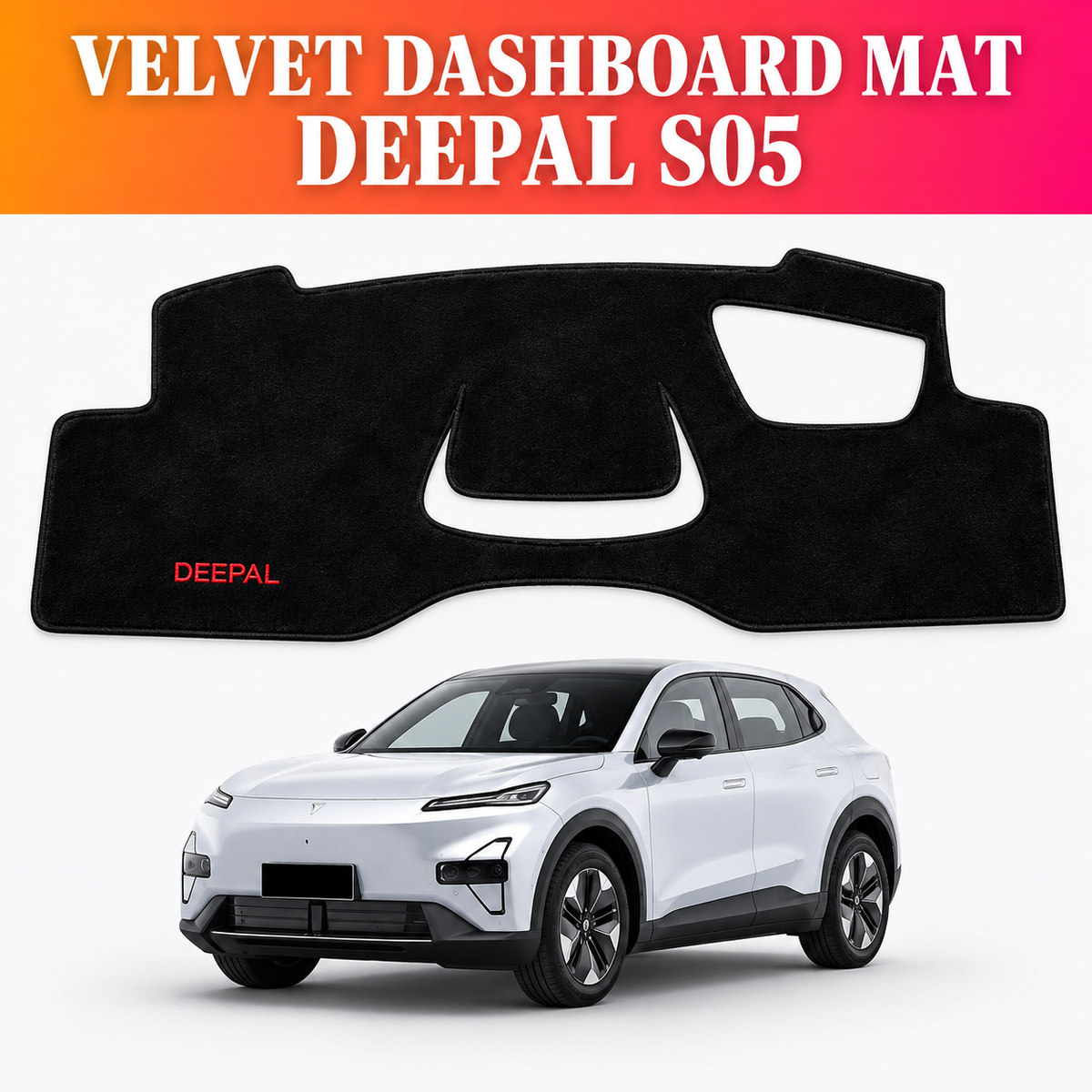 Deepal S05, Deepal Accessories, S05 Accessories, Dashboard Mat, Velvet Dashboard Mat, Dashboard Cover, Car Interior Accessories, Custom Fit Dashboard, Black Dashboard Mat, Fur Touch Dashboard, Anti Glare Dashboard Mat, Dashboard Protector