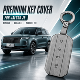 Premium Leather Key Cover with Keychain for JAECOO J5 – Black