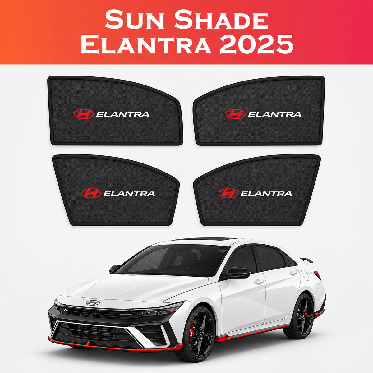 Hyundai Elantra 2025 Sun Shades – Foldable UV Protection Window Mesh – 4PCS Set